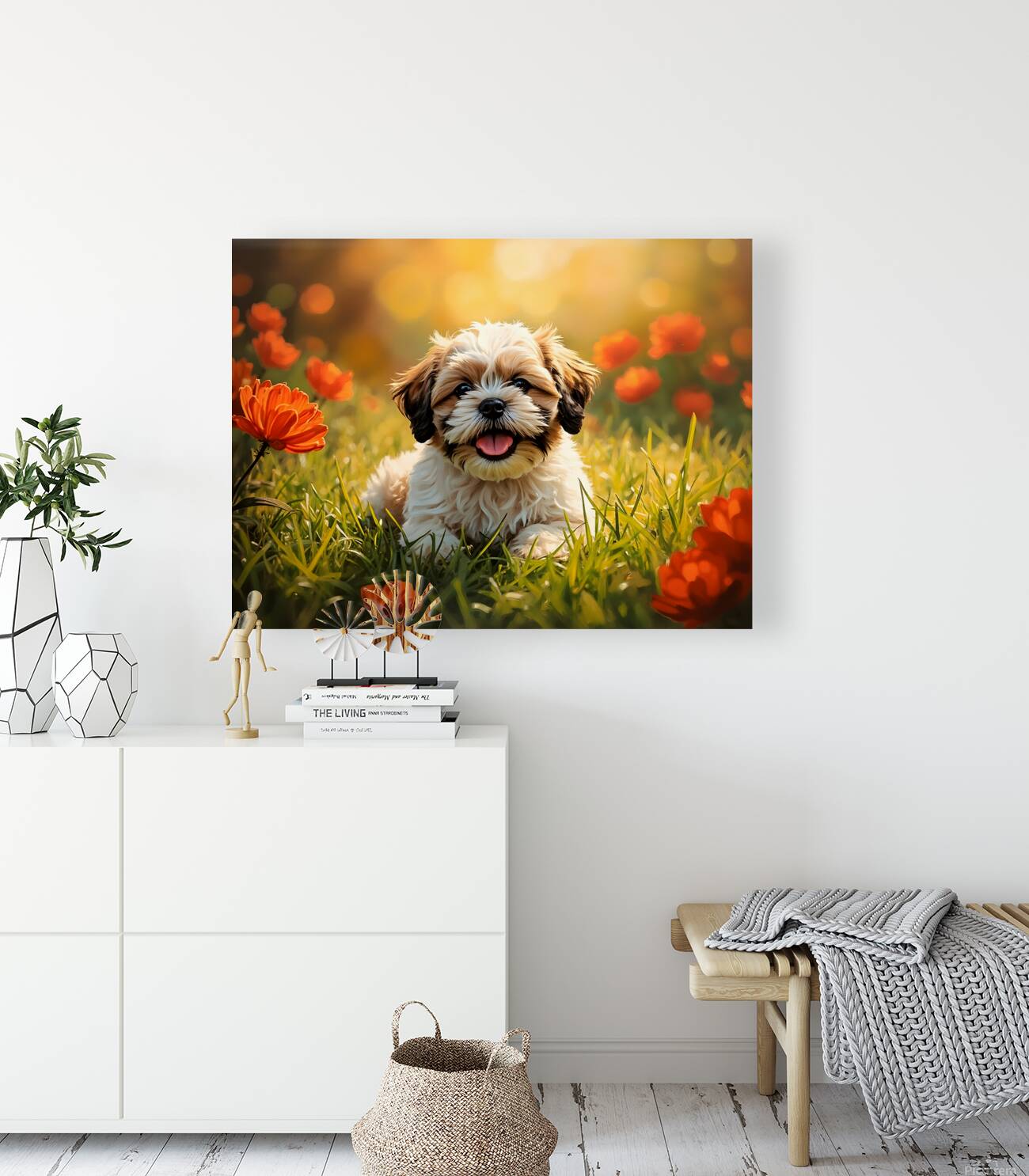 Happy Shih Tzu Puppy Rests After First Adventure Reproduction