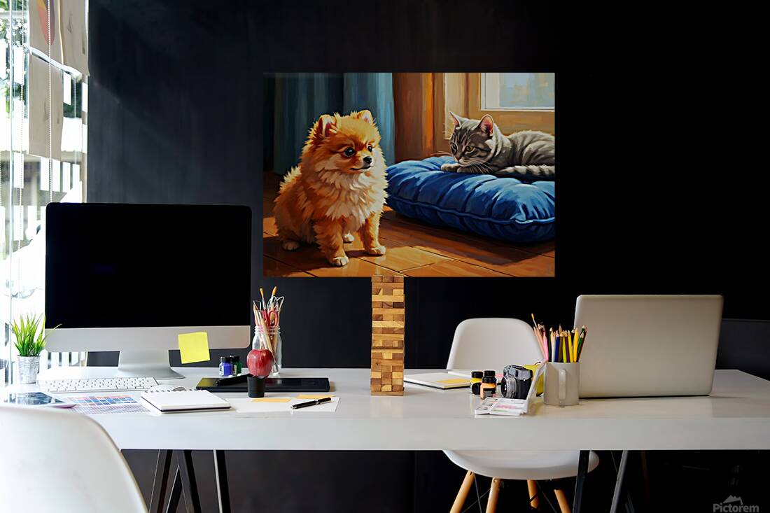 Pomeranian Puppy Discovers New Friend Reproduction