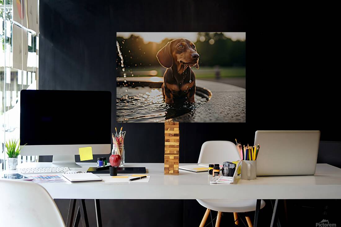 Happy Puppy After Drinking Water Reproduction