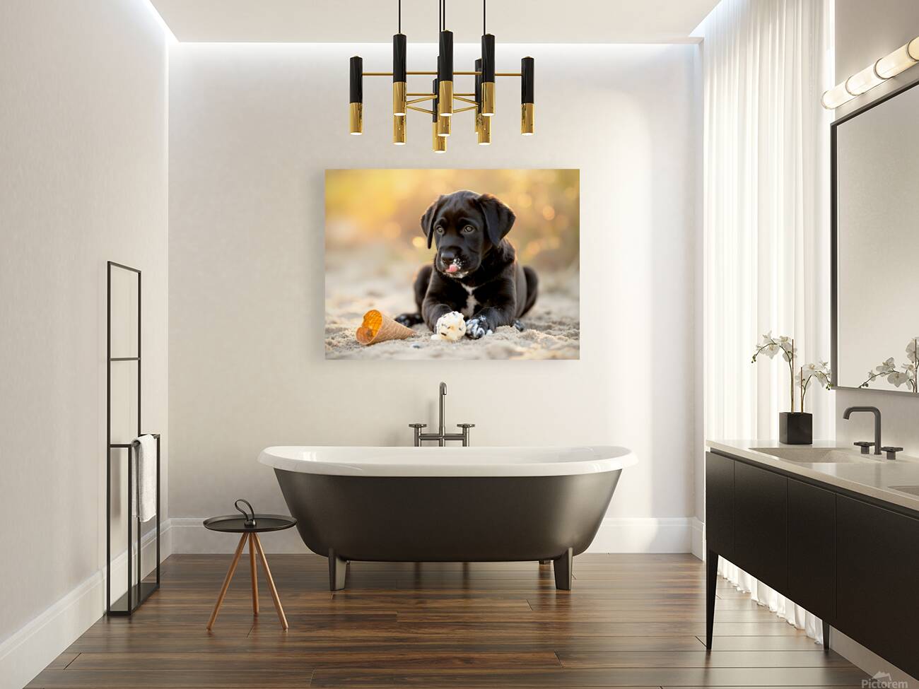 Happy Cane Corso Puppy Cleans Up After Ice Cream Adventure Reproduction