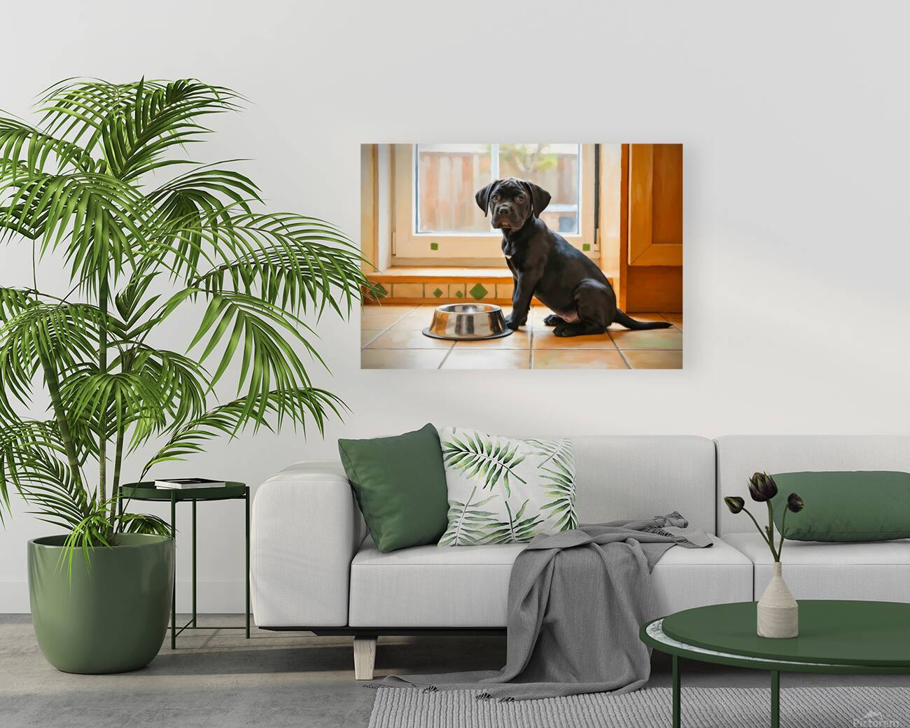 Cane Corso Puppy Discovers Dinner Time Reproduction