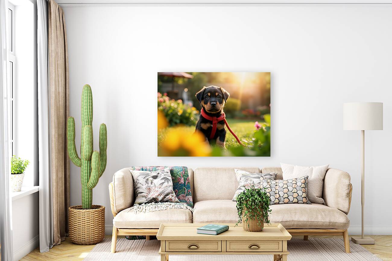 Rottweiler Puppy Gets Tangled In Red Leash Reproduction