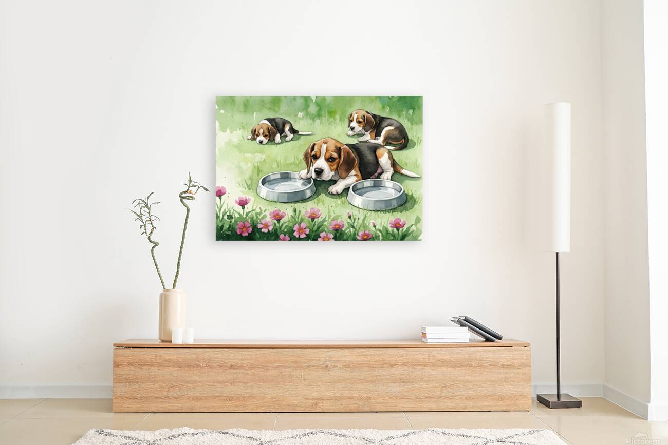 Happy Beagle Puppy After Drinking Water Reproduction