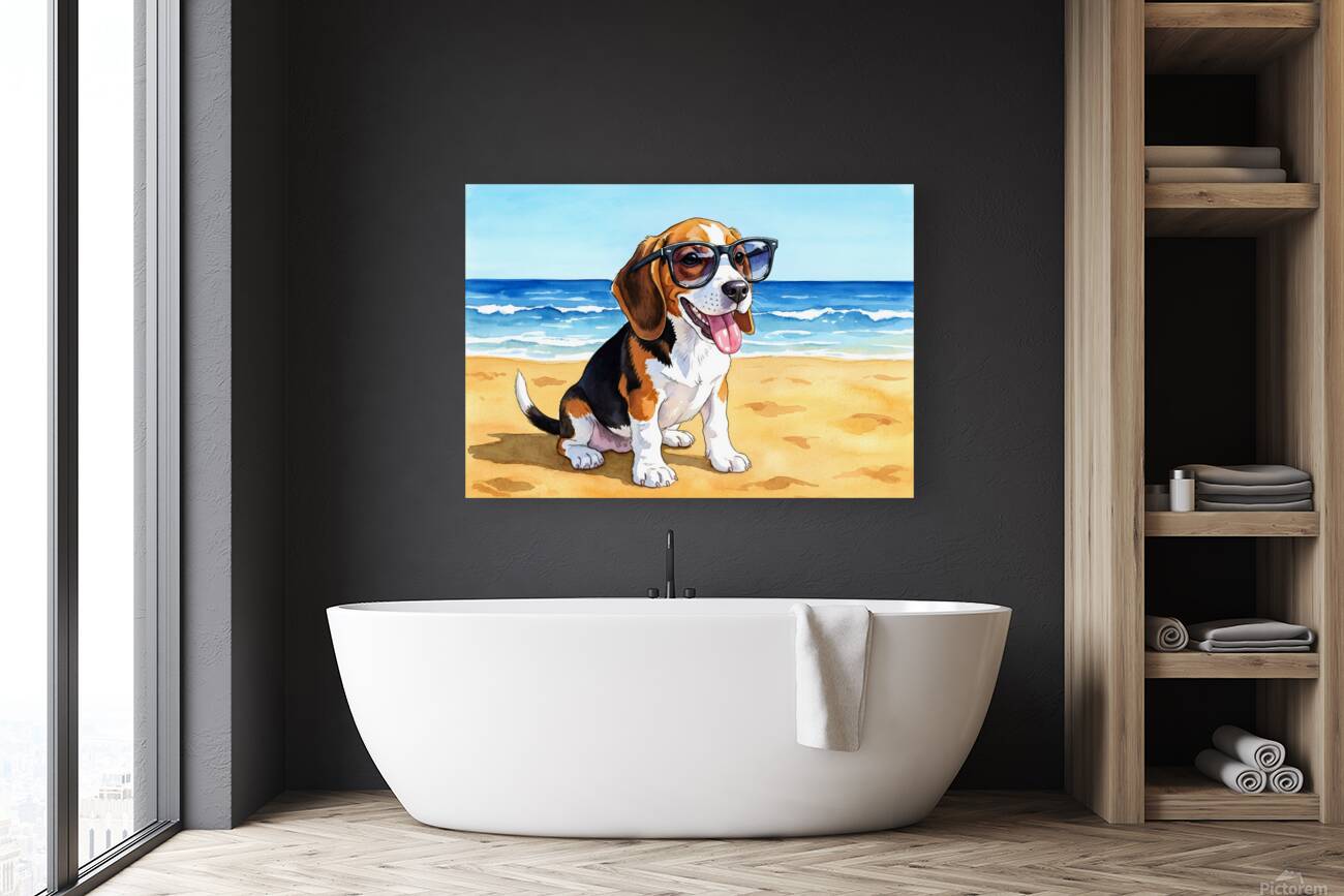 Beagle Puppy Gets Ready For Beach Adventure Reproduction