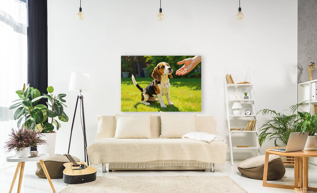 Beagle Puppy Meets New Friend Reproduction