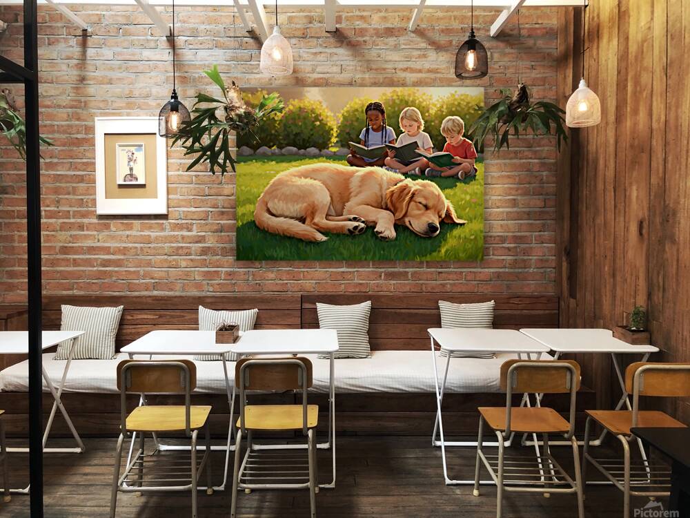 Golden Retriever Puppy Naps After Fun Day Playing Reproduction