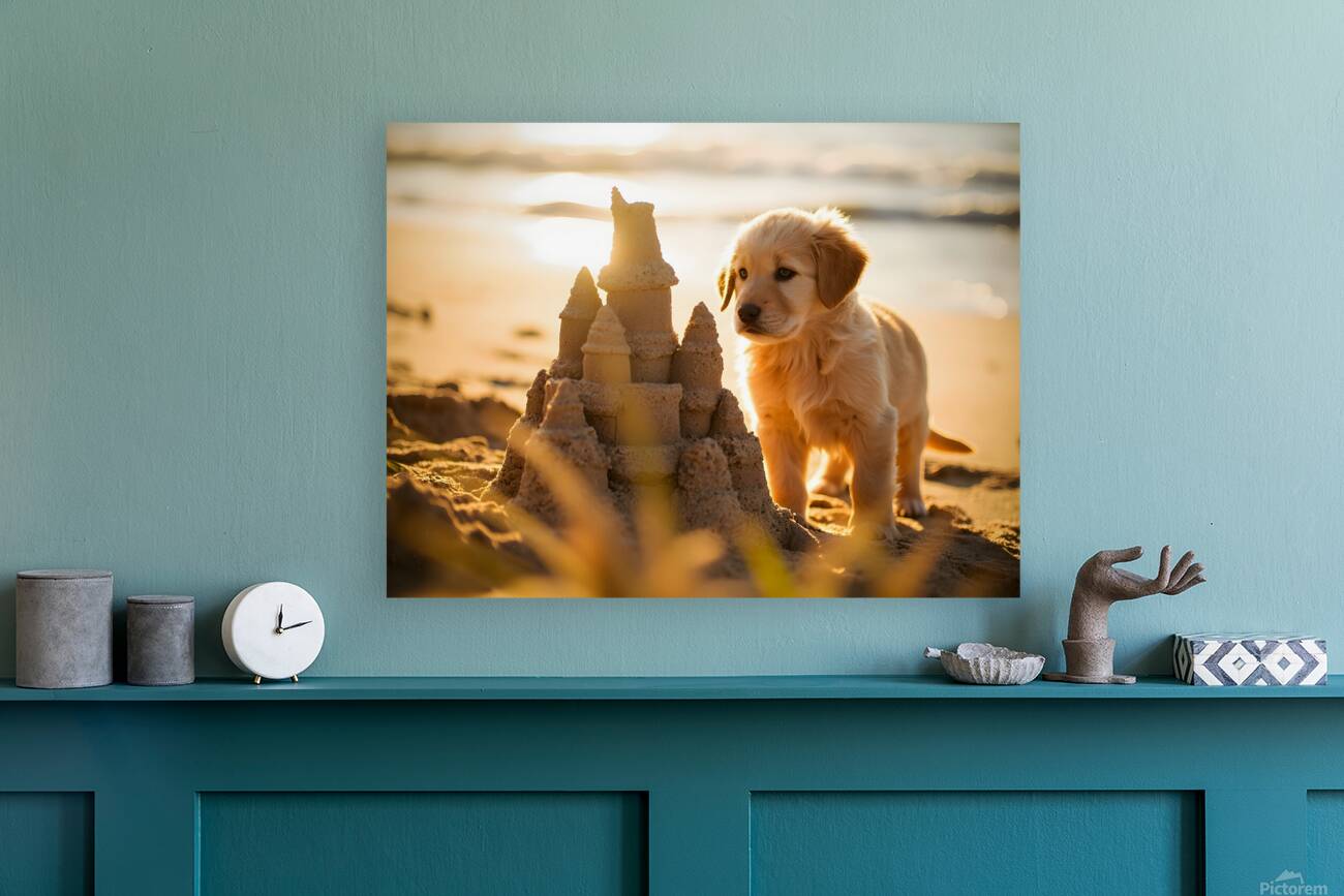 Golden Retriever Puppy Discovers Amazing Sand Castle Reproduction