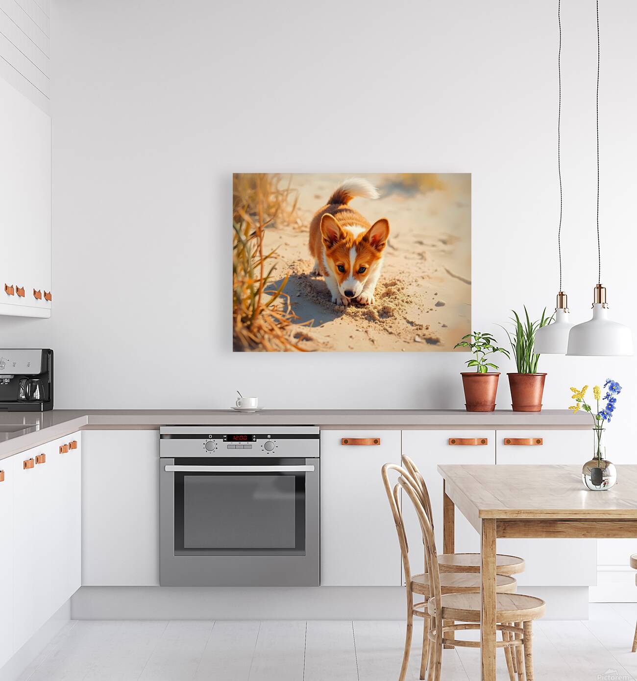 Proud Corgi Pup Admires Digging Achievement Reproduction