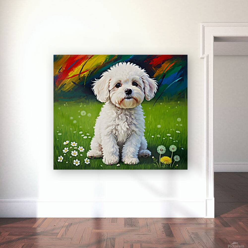 Sleepy Bichon Frise Puppy Resting Peacefully Reproduction