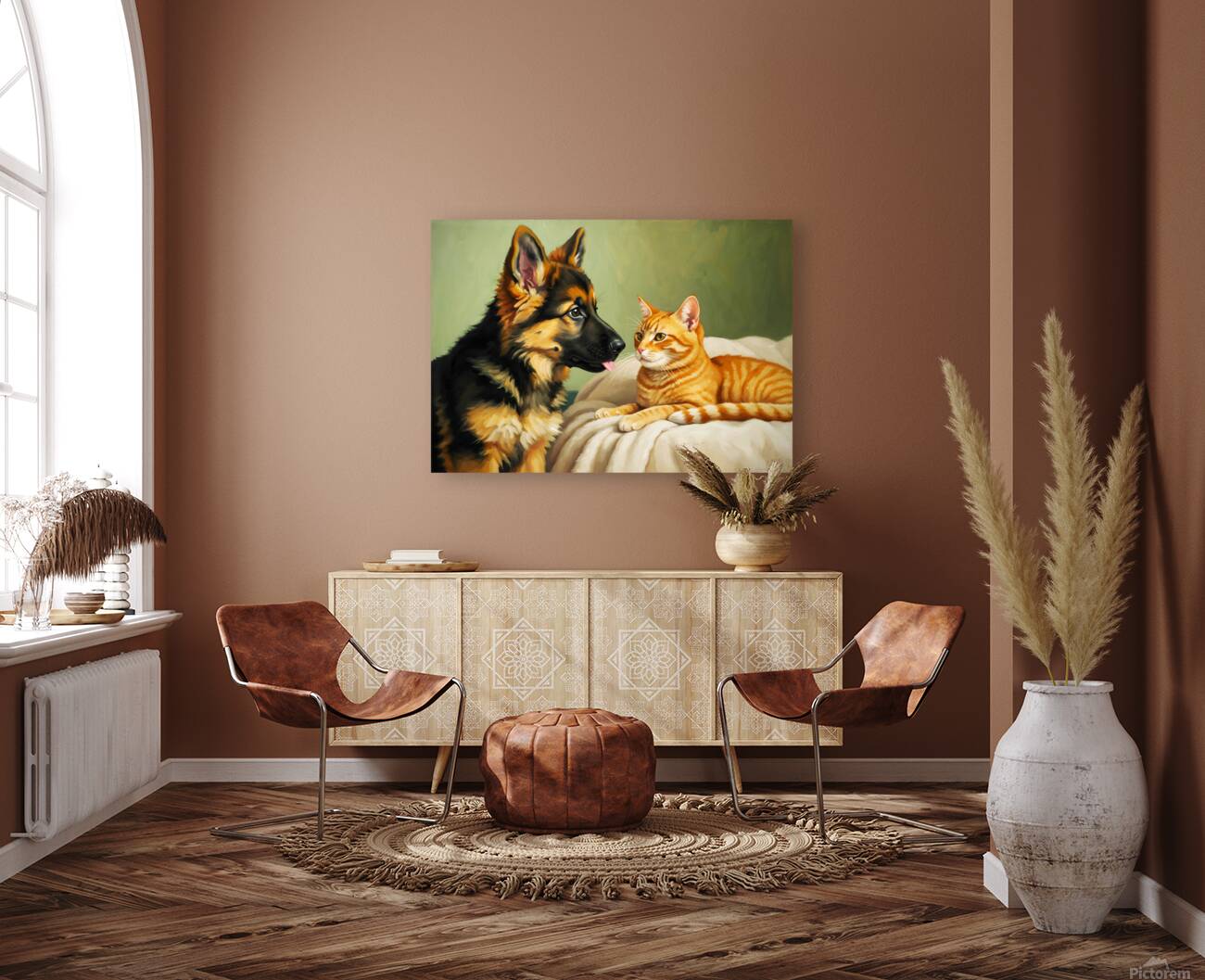 German Shepherd Puppy Meets Sleeping Cat Reproduction