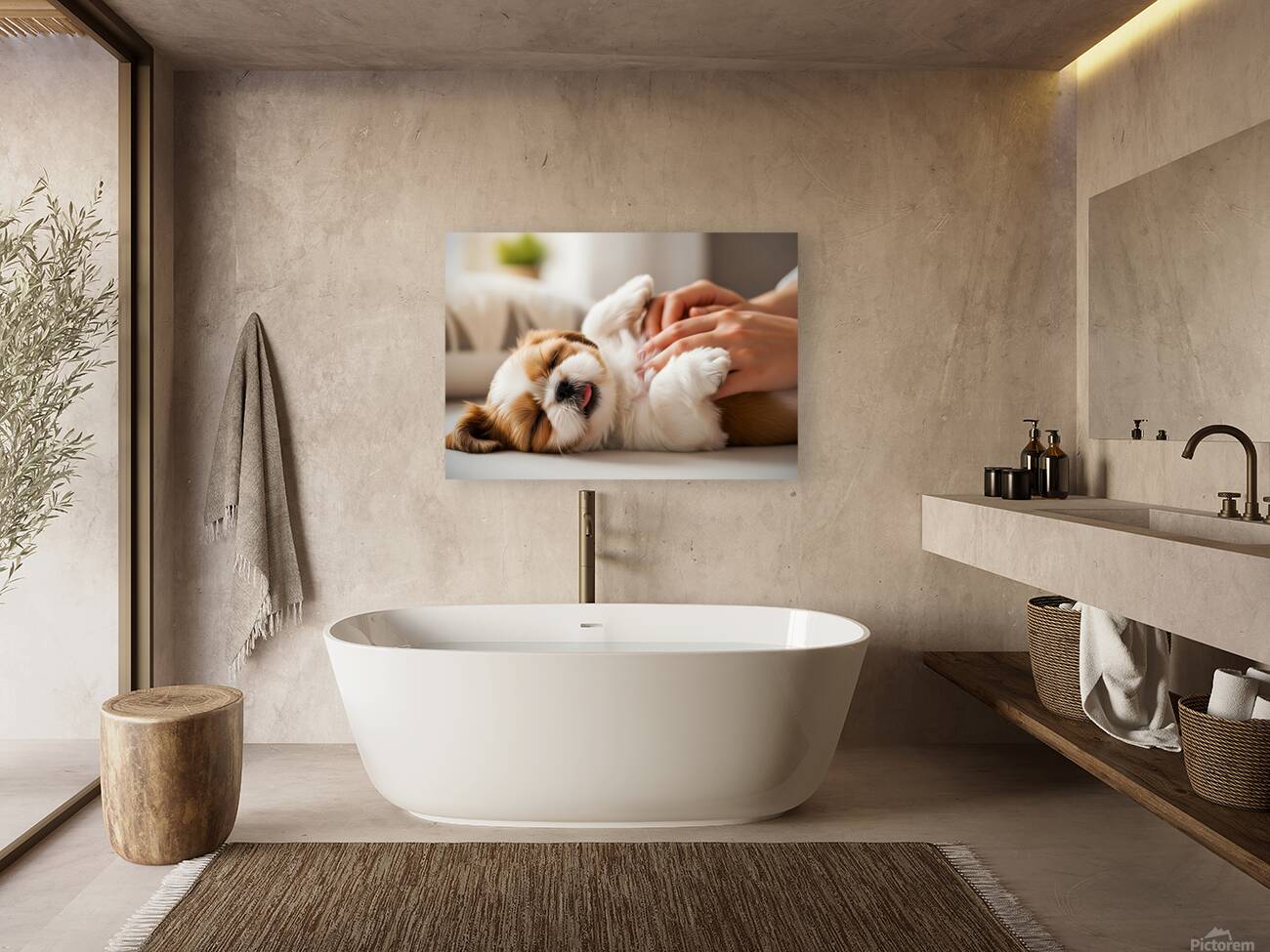 Sleepy Shih Tzu Puppy After Perfect Belly Rubs Reproduction