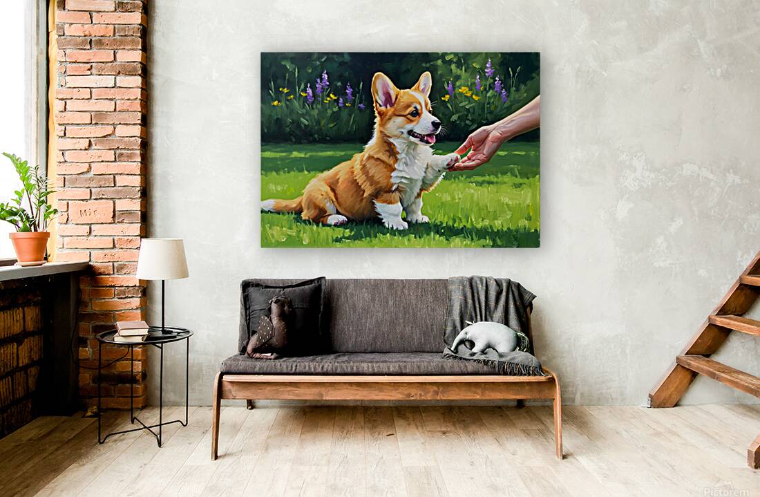 Pembroke Welsh Corgi Puppy Discovers New Hand Game Reproduction