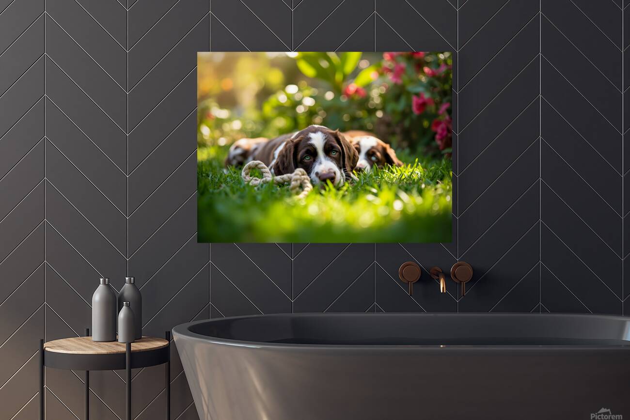 German Shorthaired Pointer Puppies Share Chew Toy Together Reproduction