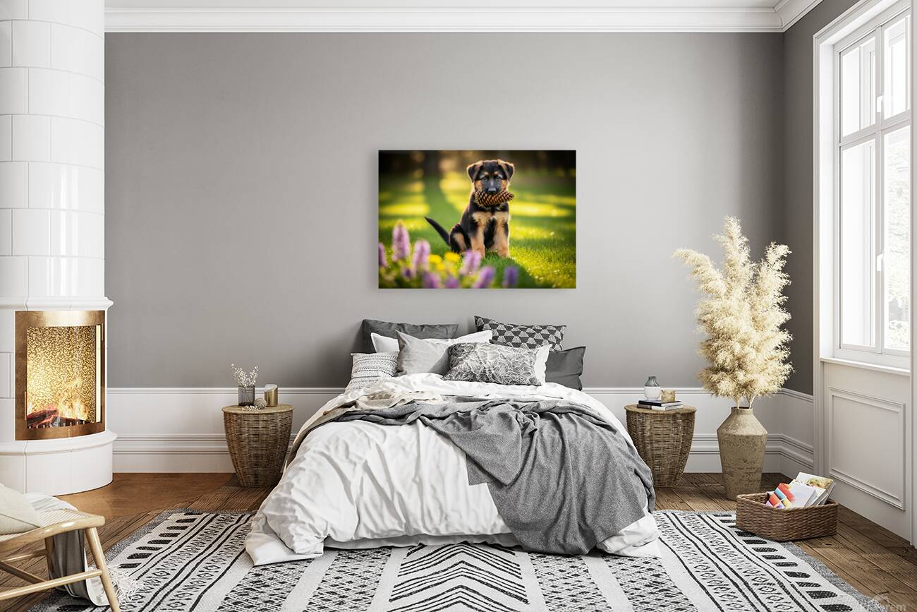 German Shepherd Puppy Returns Pinecone For Another Round Reproduction