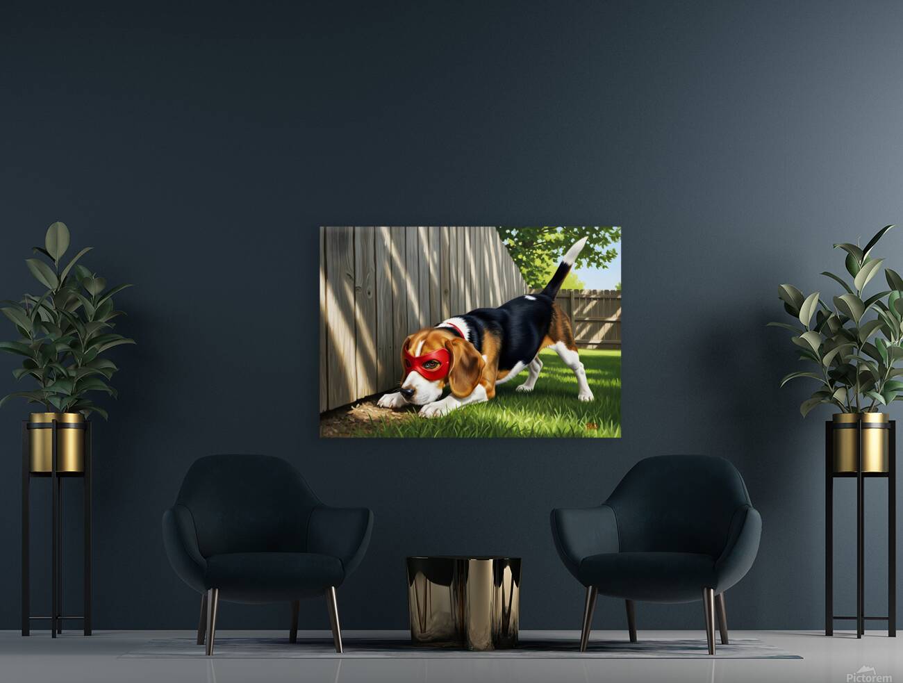 Beagle Puppy Discovers His Superhero Mask Reproduction