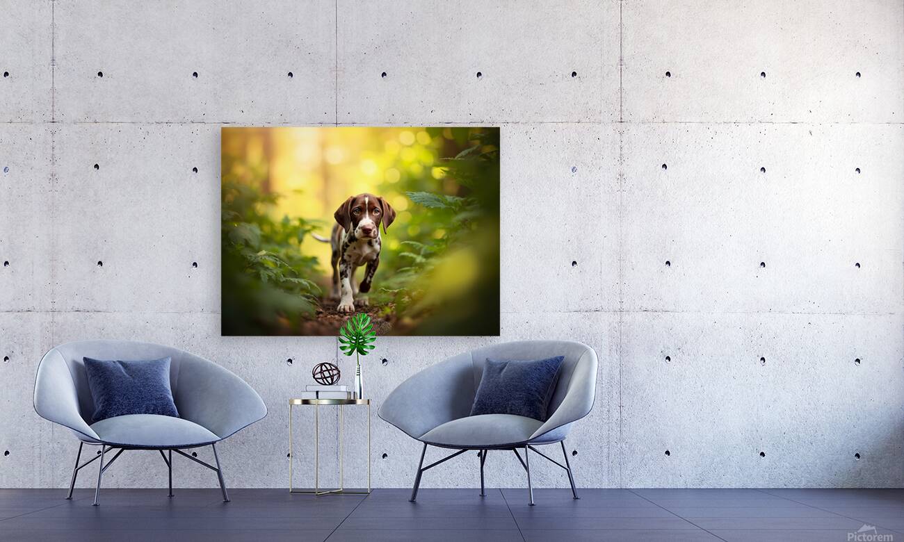 German Shorthaired Pointer Puppy Explores Forest Trail Reproduction