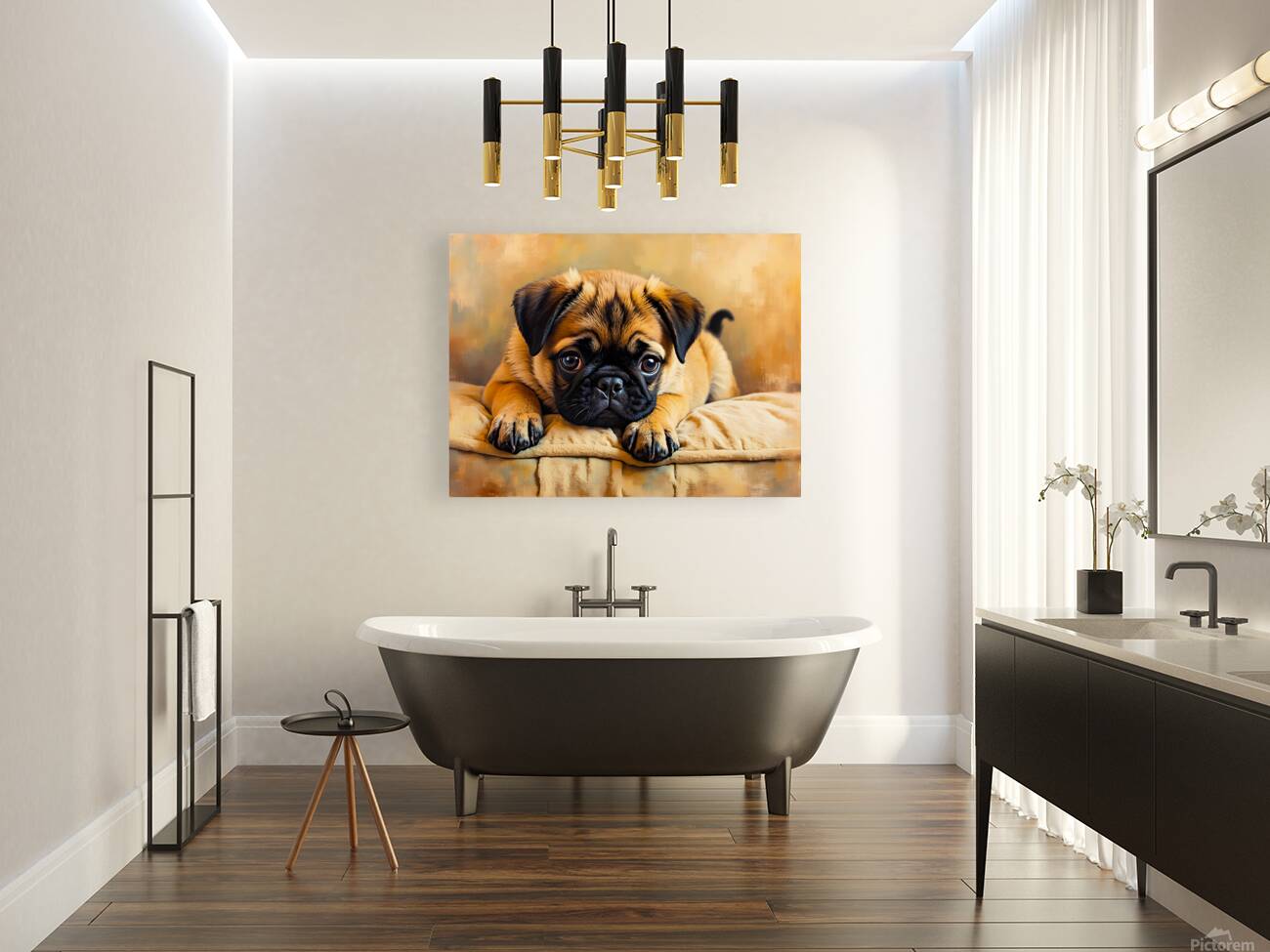 Pug Puppy Discovers The Amazing Moving Picture Box Reproduction