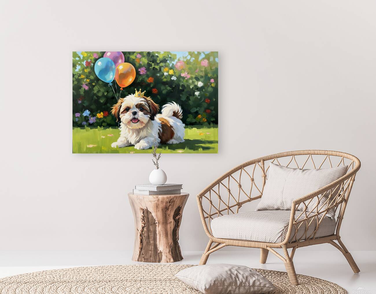 Shih Tzu Puppy Gets Ready For Birthday Party Reproduction