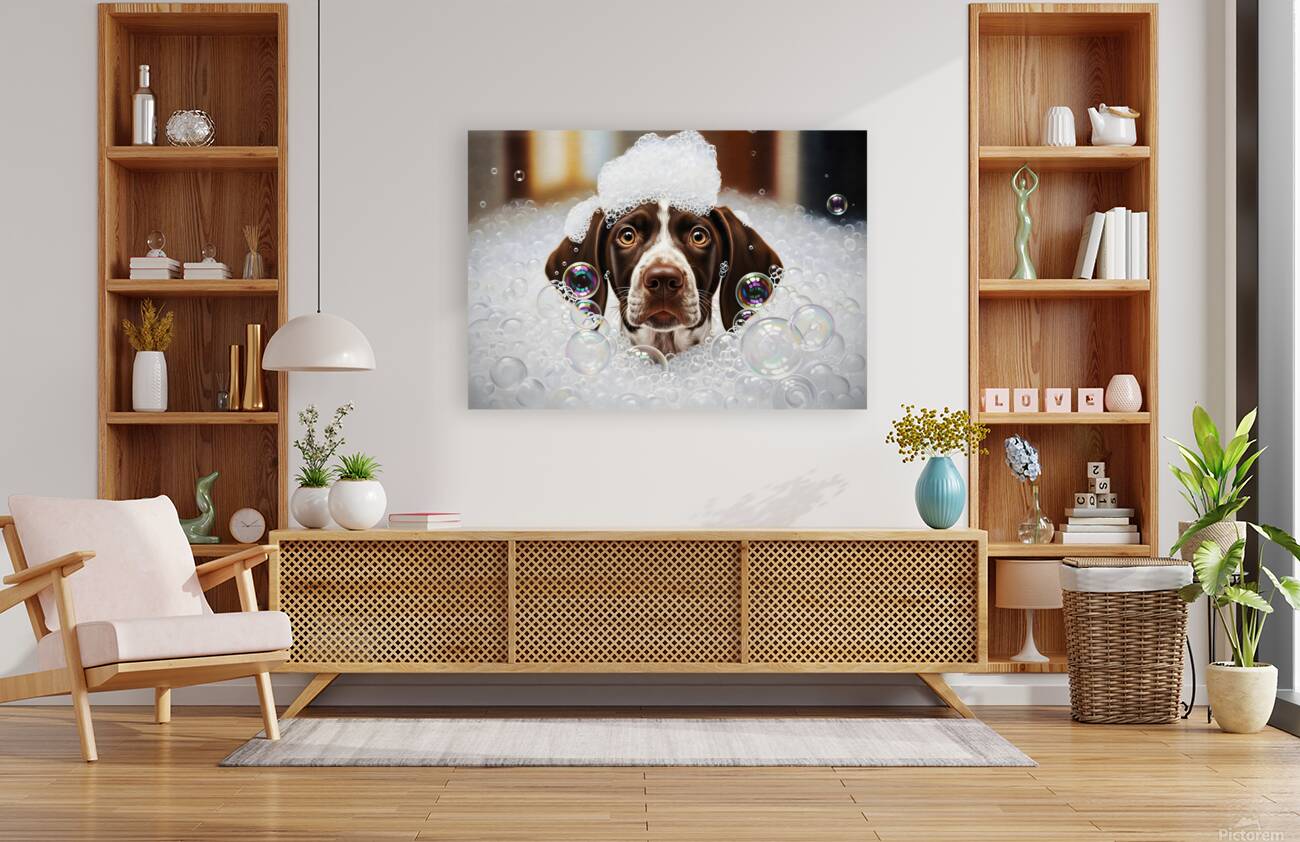 German Shorthaired Pointer Puppy Shakes Off The Bubbles Reproduction