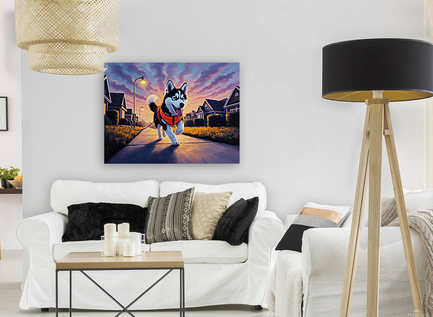 Husky Puppy Ready For Evening Adventure Reproduction