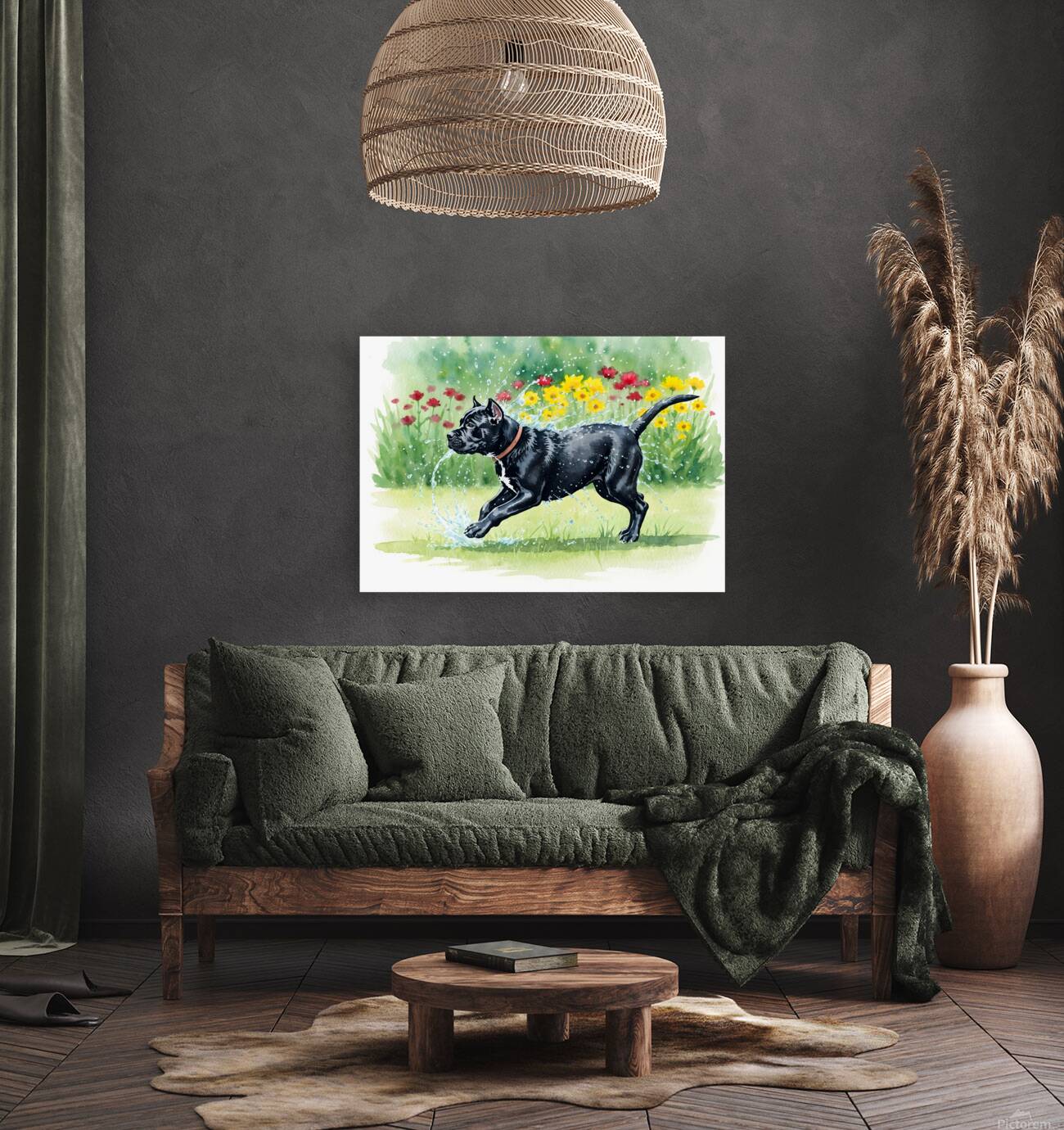 Content Cane Corso Puppy Rests After Rain Play Reproduction