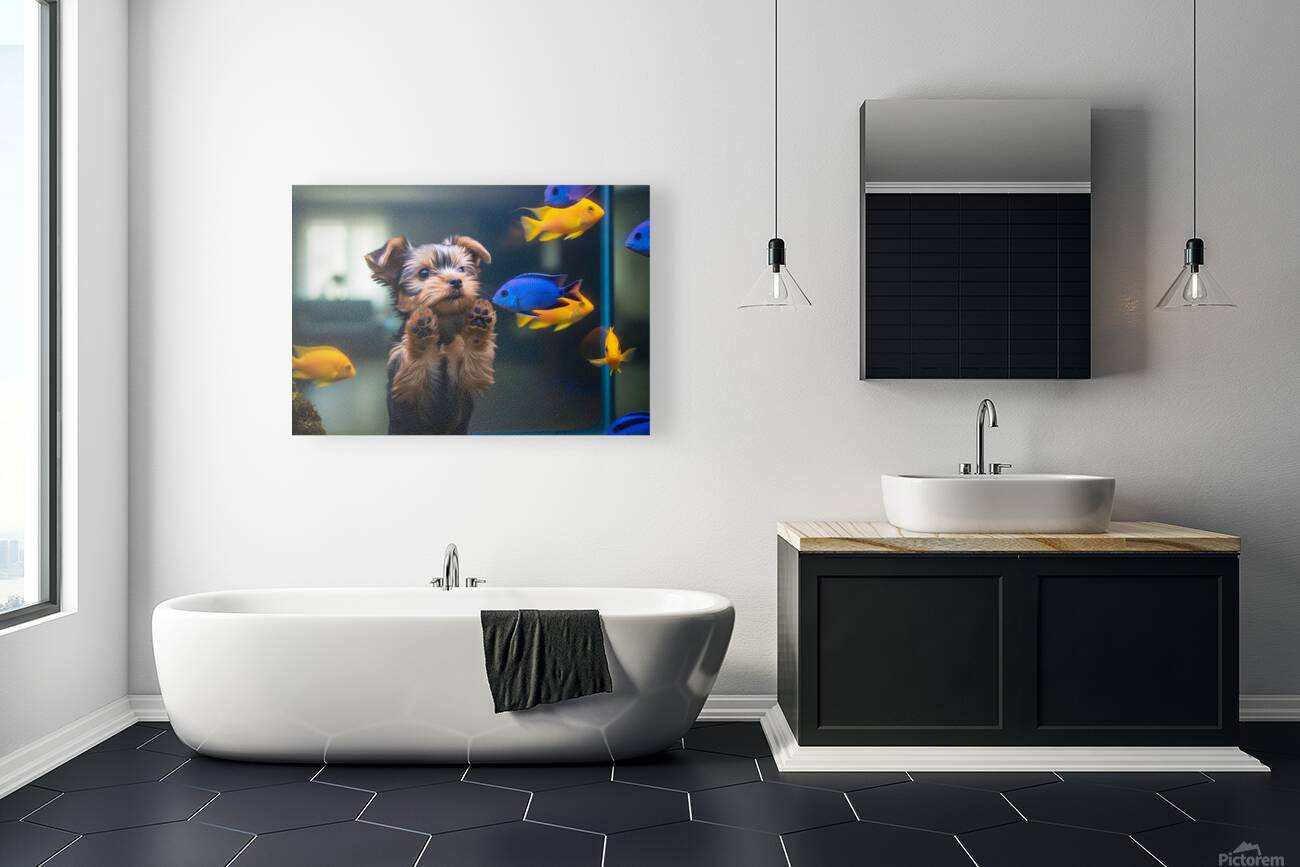 Yorkshire Terrier Puppy Discovers Amazing Aquarium World Reproduction