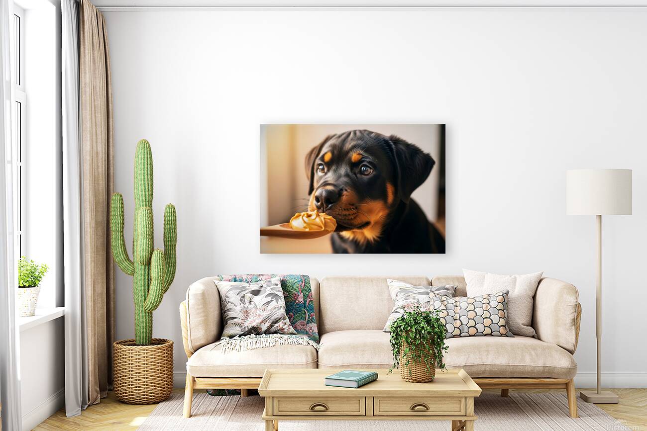 Rottweiler Puppy Discovers Something New Reproduction