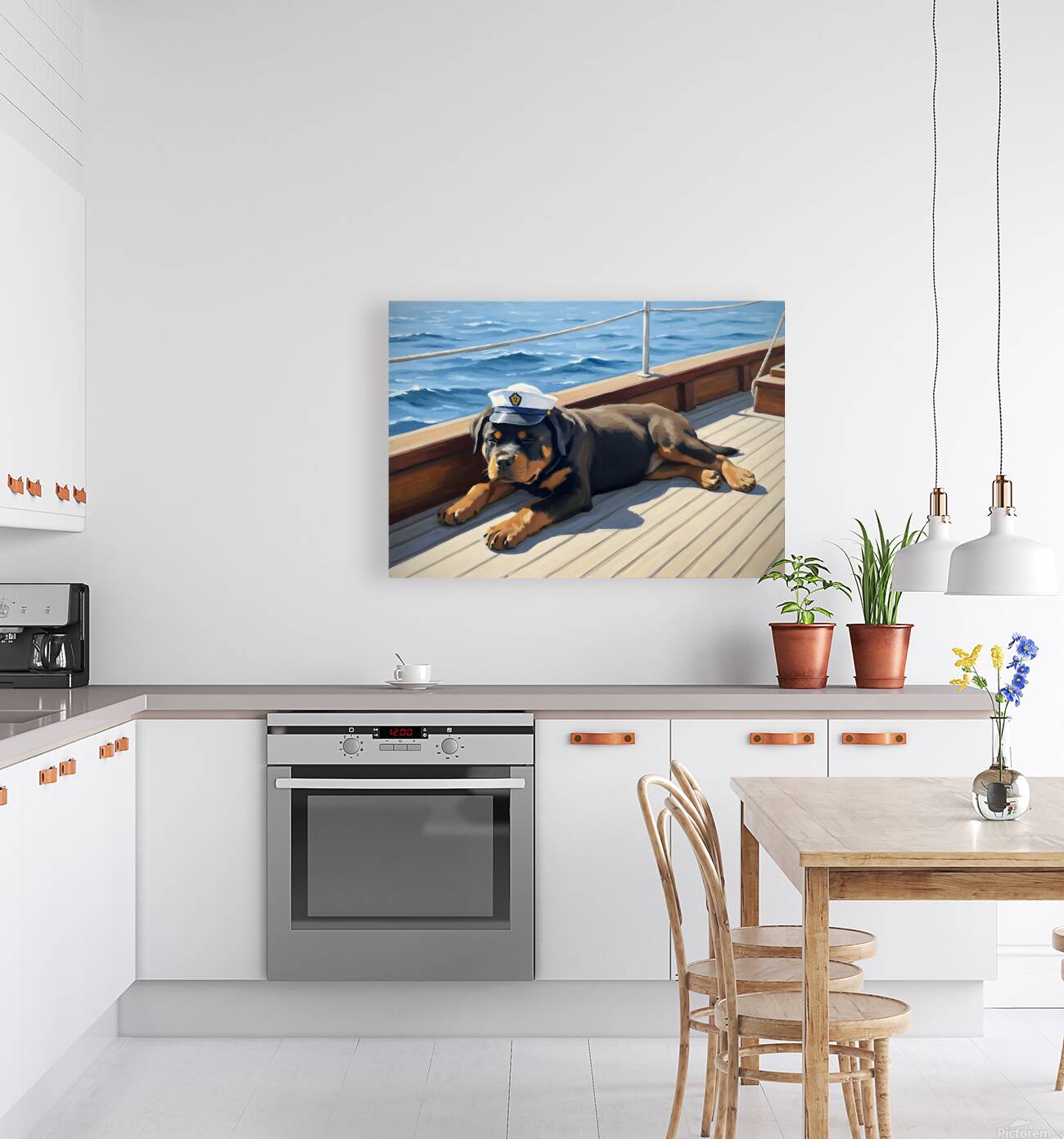 Brave Puppy Navigator Spots Land Ahead Reproduction