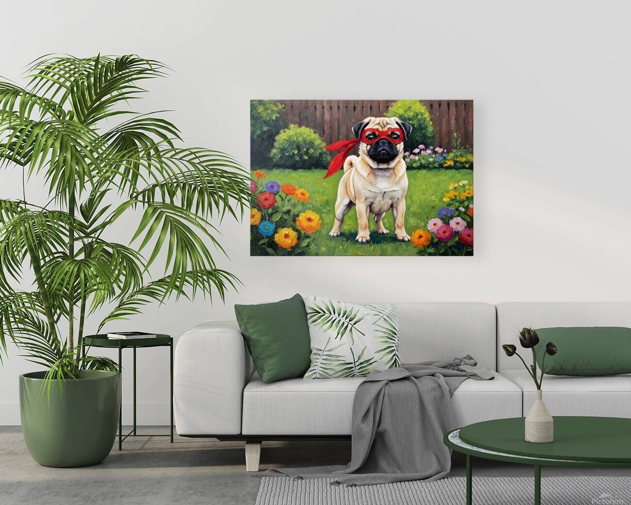 Pug Puppy Discovers His Superhero Mask Reproduction