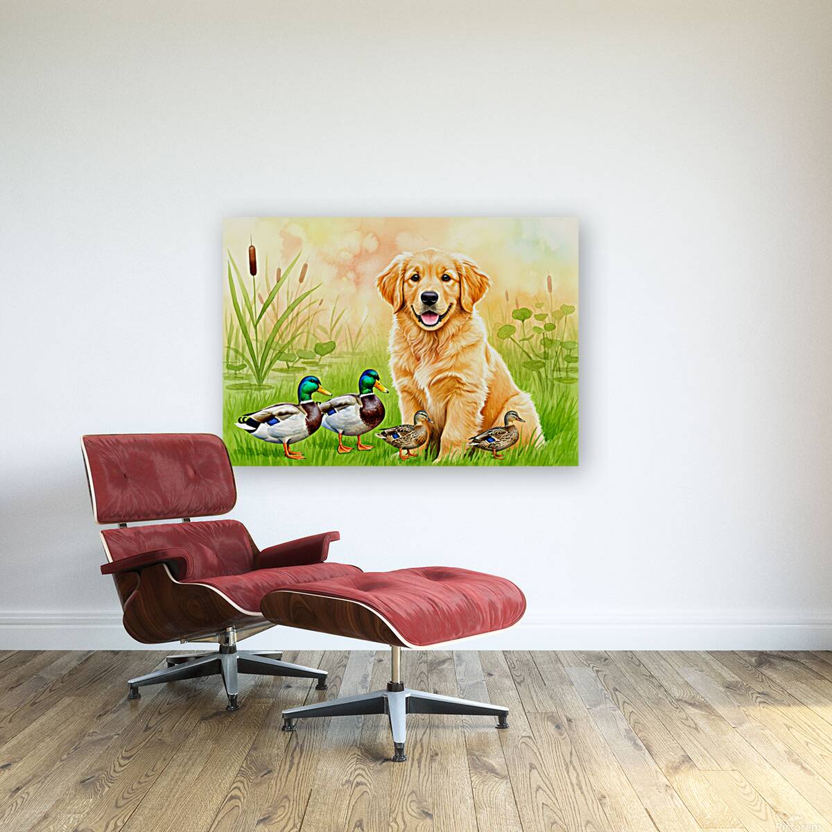 Golden Retriever Puppy Discovers The Pond Reproduction