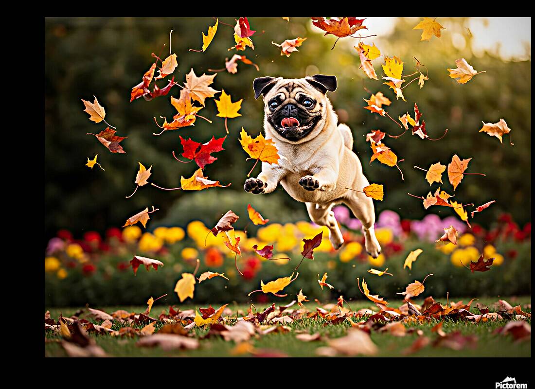 Pug Puppy Rests After Wind Play Reproduction