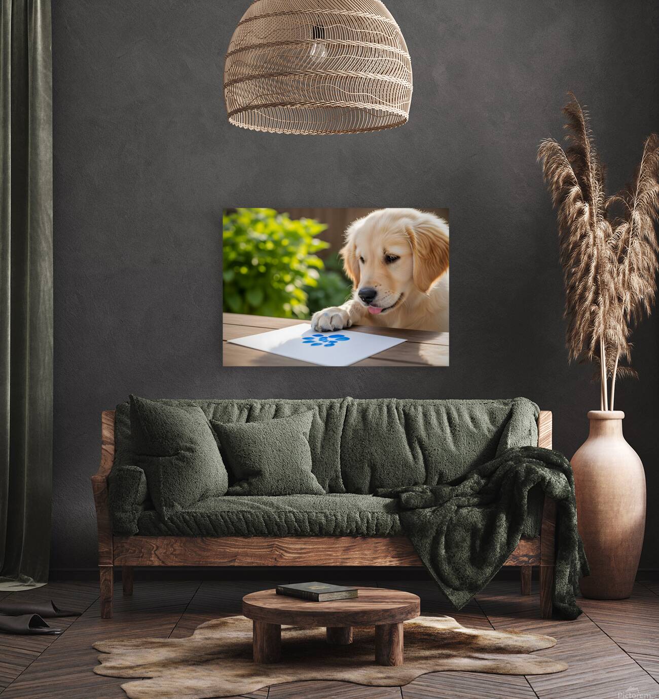 Golden Retriever Puppy Proud Of Pawprint Autograph Reproduction