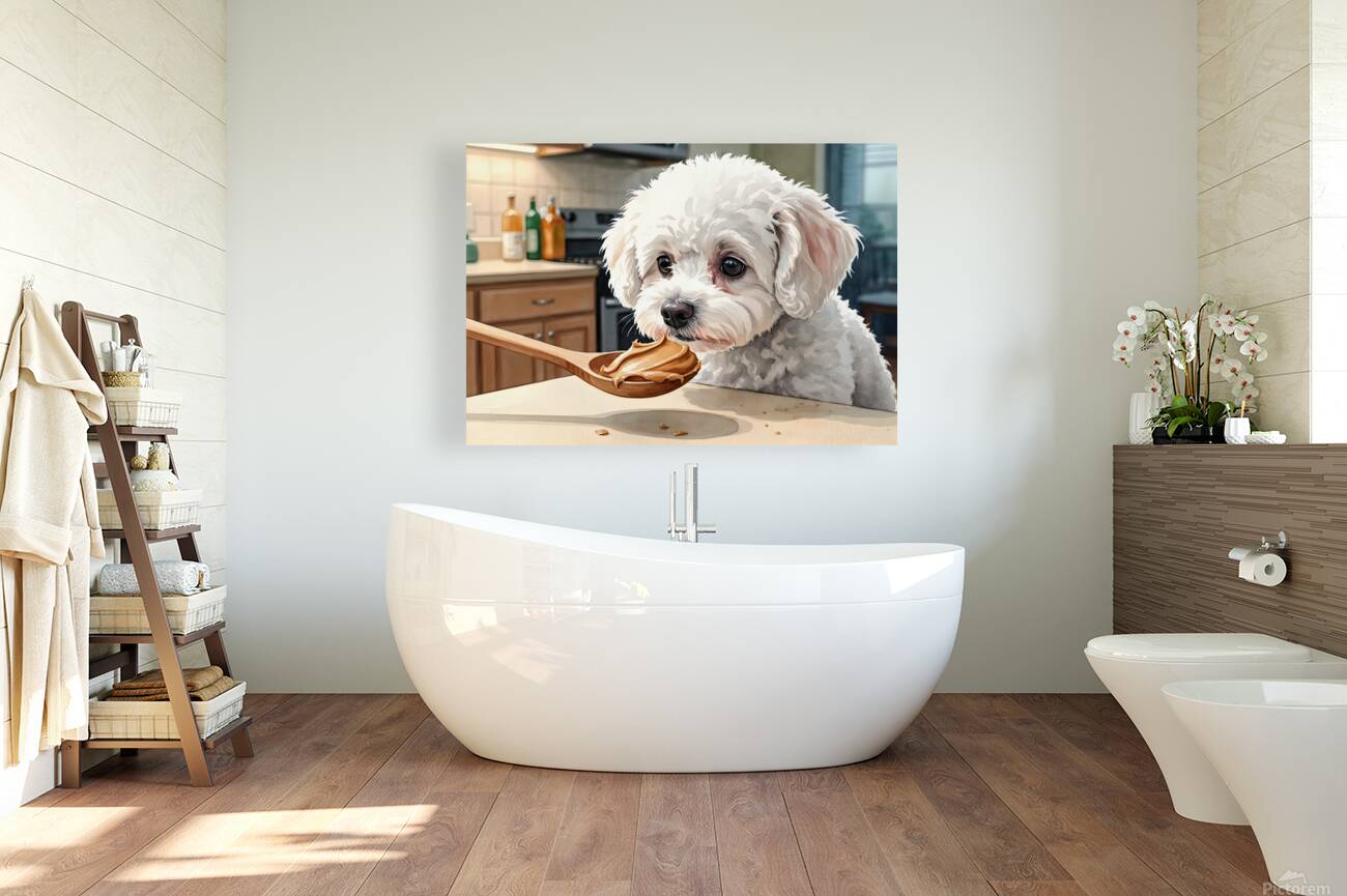 Bichon Frise Puppy Discovers Something New Reproduction