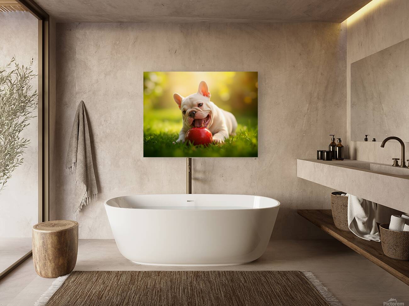 Satisfied Puppy After Apple Snack Reproduction