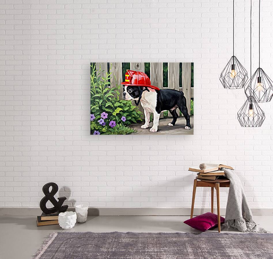 Boston Terrier Puppy Dreams Of Being A Brave Firefighter Reproduction