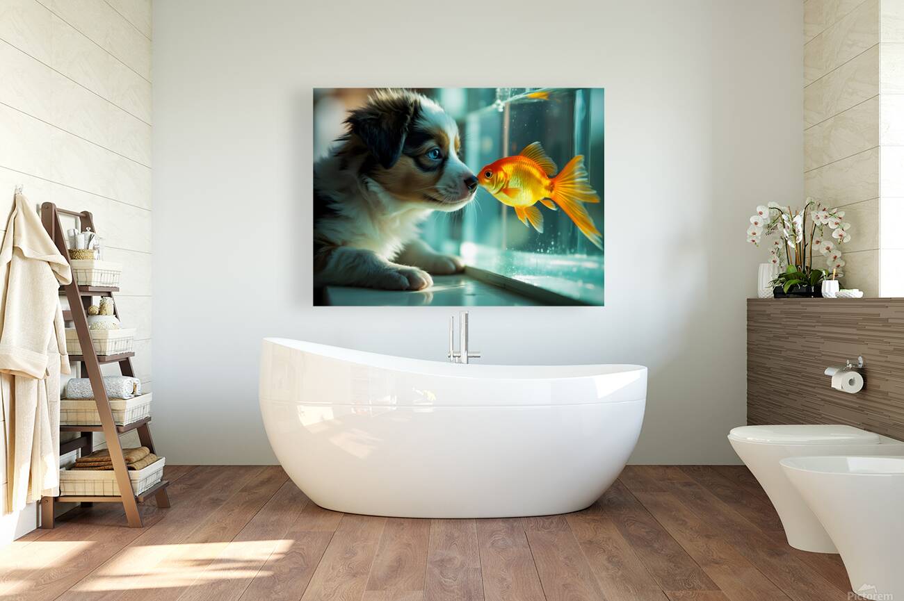 Australian Shepherd Puppy Discovers Amazing Fish Tank Reproduction