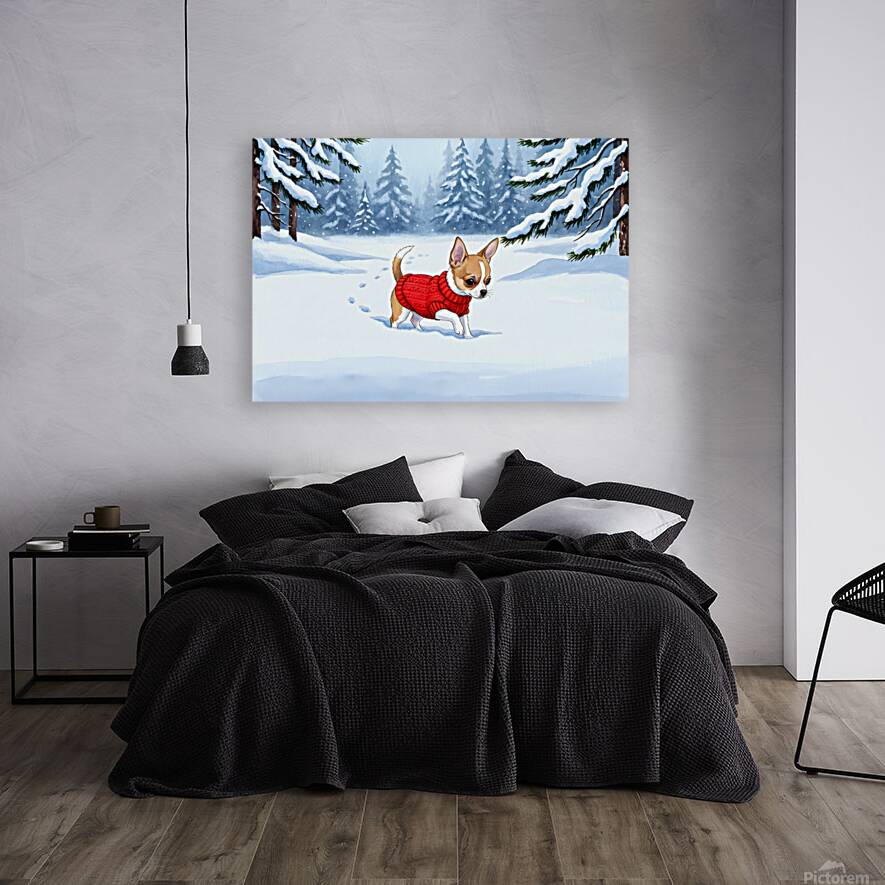 Chihuahua Puppys First Winter Day In Red Sweater Reproduction