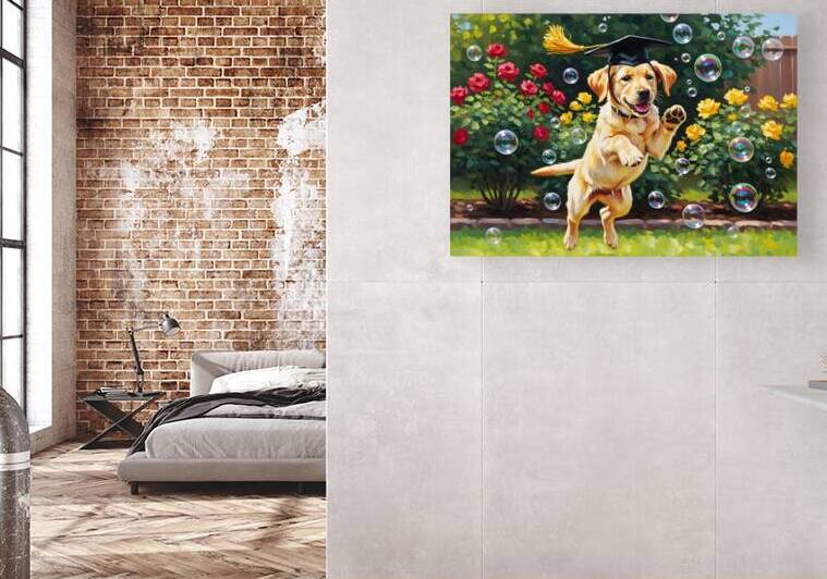 Celebrating Puppy Graduate Jumps For Joy by Puppy Prints