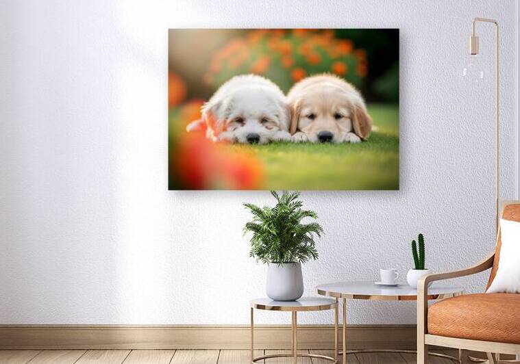 Tired Bichon Frise Puppies Resting After Playing In The Garden by Puppy Prints