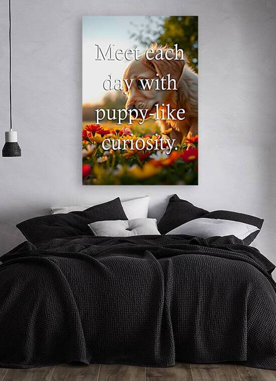 Puppy Curiosity: Golden Retriever Explores Morning Flowers by Puppy Prints