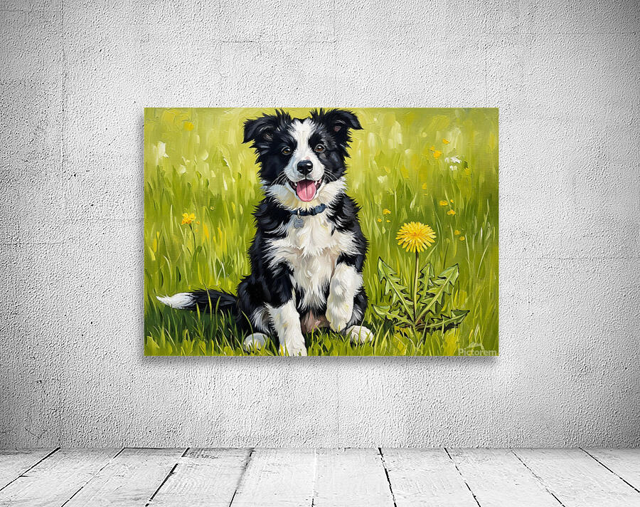 Happy Border Collie Puppy After Dandelion Discovery Wall Preview
