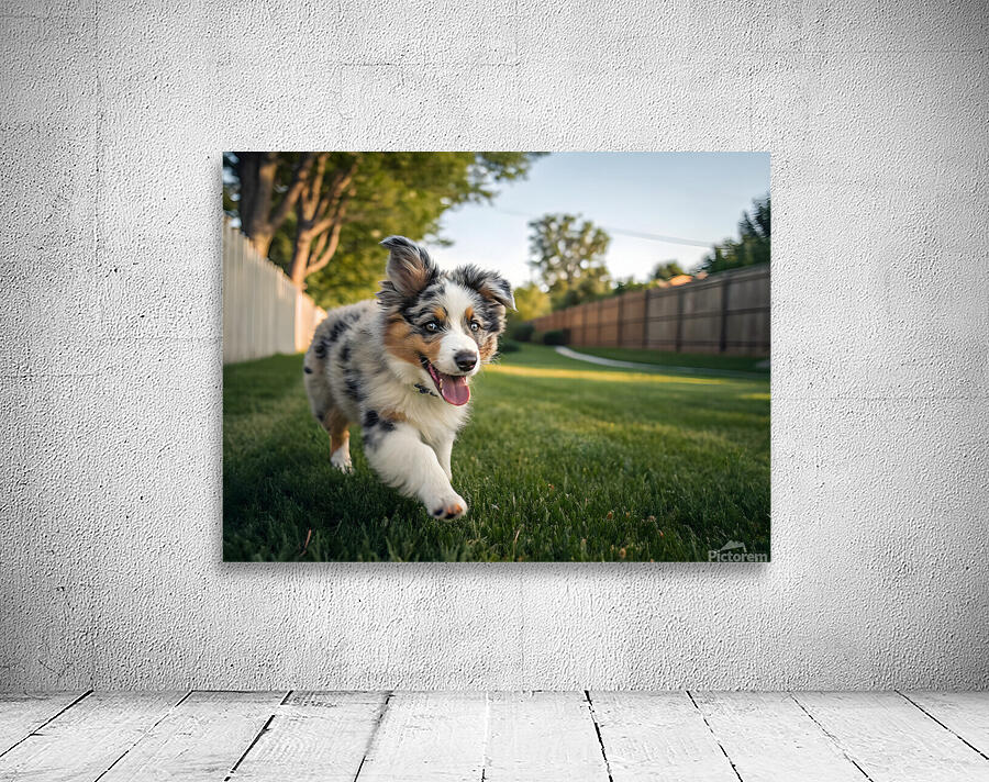 Australian Shepherd Puppy Gets The Zoomies In Backyard Wall Preview