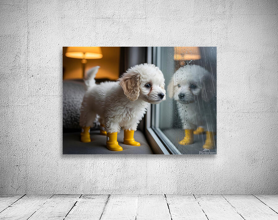 Poodle Puppy Discovers Rainy Day Adventure Wall Preview