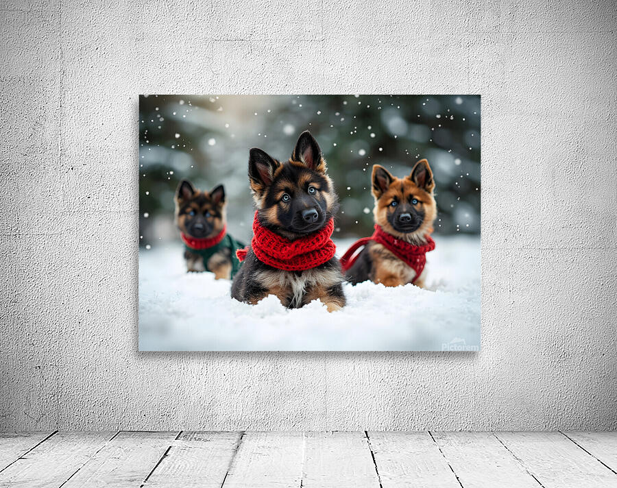 German Shepherd Puppys First Snow Day Adventure Wall Preview