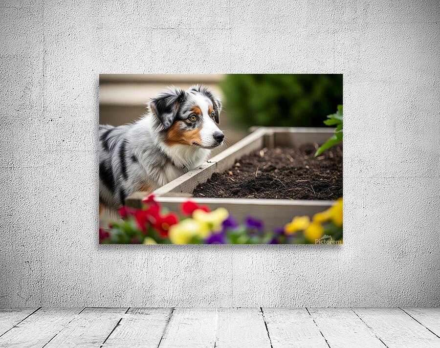 Australian Shepherd Puppy Discovers The Garden Bed Wall Preview
