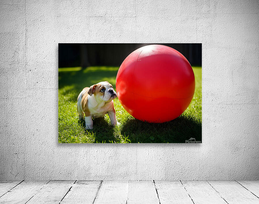 Bulldog Puppy Discovers Giant Red Ball Wall Preview