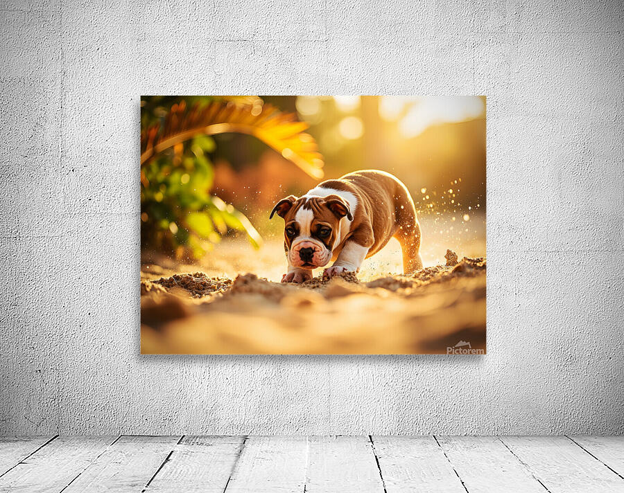 Bulldog Puppy Discovers Sandy Adventure Wall Preview