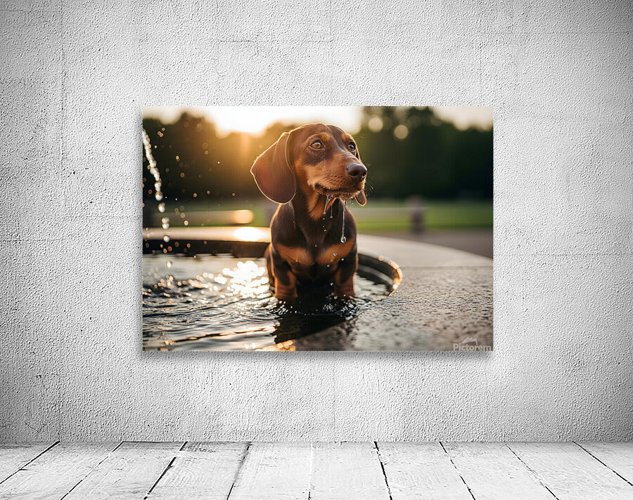 Happy Puppy After Drinking Water Wall Preview