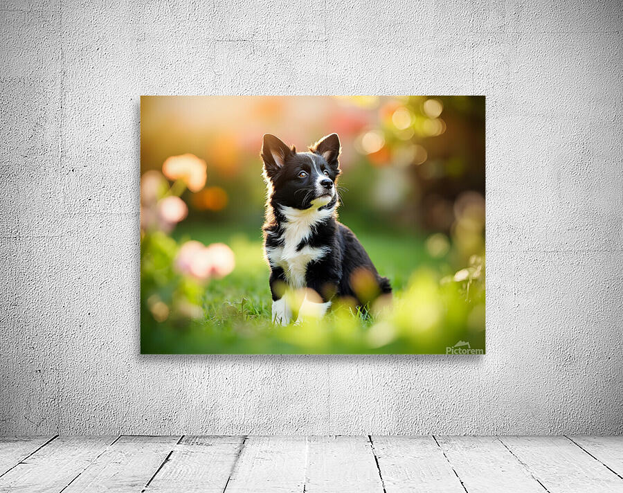 Border Collie Puppy Waiting In The Garden Wall Preview