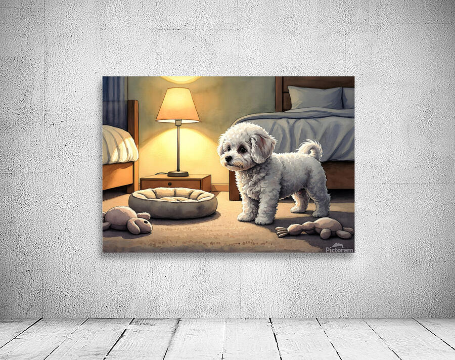 Bichon Frise Puppy Discovers Bedtime Wall Preview